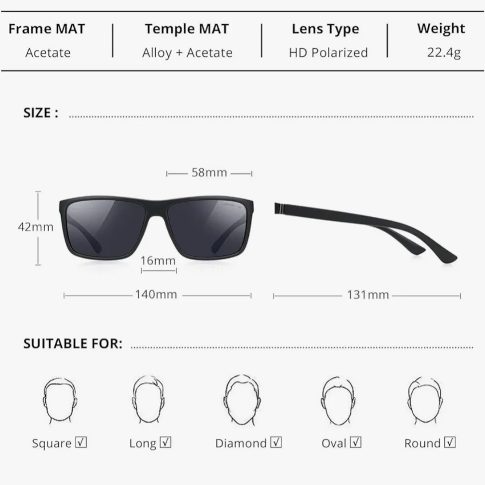 Golfing Sunglasses rectangular polarized